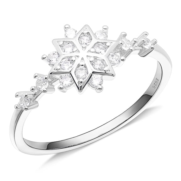UIONEN Snowflake Ring Stacking Infinity Wedding Band Sterling Silver 925 Size 7