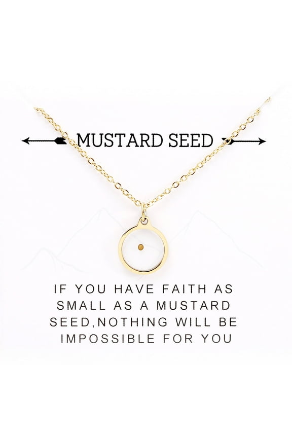 Stainless Steel Mustard Seed Necklace Faith Jewelry Encouragement Gifts Round