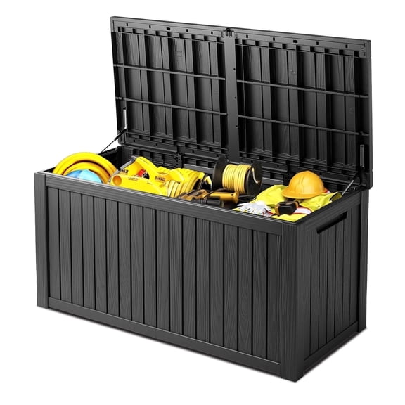 UIOWIO Deck Box Outdoor Storage 200 Gallon,Resin Deck Boxes Outdoor Waterproof UV Resistant with Hundles,Outside Lockable Toy Storage for Pool ,Patio Furniture and Sports Equipment,Black