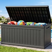 Kdymod Deck Box Outdoor Storage 320 Gallon,Resin Deck Boxes Outdoor Waterproof UV Resistant with Hundles,Outside Lockable Toy Storage for Pool ,Patio Furniture and Sports Equipment,Black