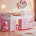 thumbnail image 1 of UIOWIO Twin Loft Bed with 6 Storage Drawers & Shelf, Loft Bed with LED Lights & Play Curtain, Metal Loft Bed Frame with Ladder & Safety Guardrail, Pink, 1 of 9