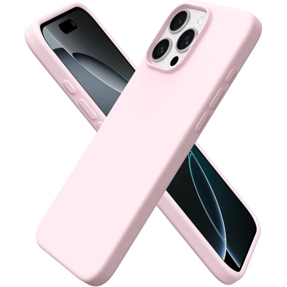 UISHUSO Compatible withiPhone 16 Pro Max Case , Slim Liquid Silicone 3 Layers Soft Gel Rubber Shockproof Protective Case,Light Pink,6.9"