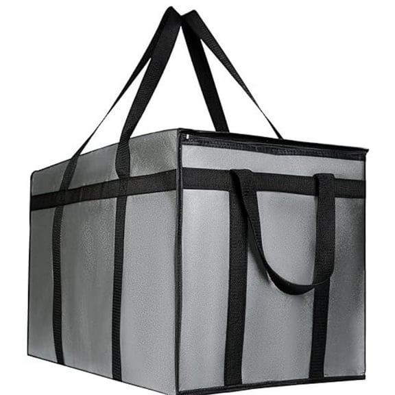 UISHUSO Insulated Food Delivery Bag for Hot and Cold Meal, XXX-Large Grocery Tote Insulation Bag for Catering, Pizza Warmer, Grey, 1-Pack