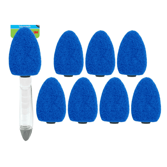UISHUSO Non-Scratch Dishwand Kit, Includes 1 Wand & 7 Refill Pads, Keep Hands Out of the Mess