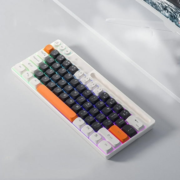 UISHUSO Portable 60% Mechanical Feel Membrane Gaming Keyboard, F3061 LED Backlit Compact 68 Keys Mini Wired Office Keyboard with Blue Switch for Windows Laptop PC Mac - Black/White