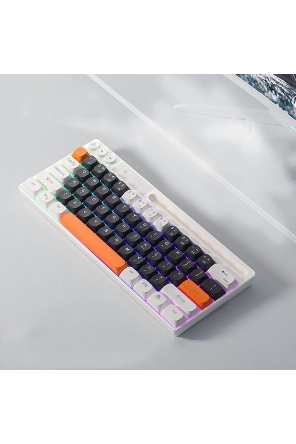Portable 60% Mechanical Feel Membrane Gaming Keyboard, F3061 LED Backlit Compact 68 Keys Mini Wired Office Keyboard with Blue Switch for Windows Laptop PC Mac - Black/White