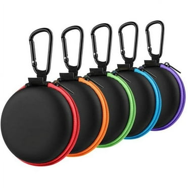 UISHUSO Small Round Pocket Earbud Headphone Cases, 5-Pack