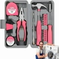 thumbnail image 1 of UISHUSO Tool Set 24pc Household Pink Tool Sets for Women Small Mini Tool Box Set of Starter Basic Ladies Tools Including Grip Pliers ﻿, 1 of 6