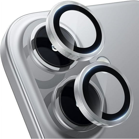 Eclytyku iPhone 16 Plus/iPhone 16 Camera Lens Protector - [Keep Original Shooting] Shatterproof 9H Tempered Glass Camera Screen Protector Metal Ring Cover Film Accessories Titanium Silve