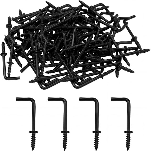UITBDWR-100 Pack 1 Inch L Shape Hook, Screw Hooks (Black)