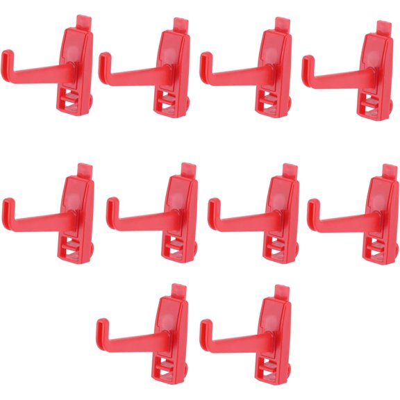 UITBDWR-10Pcs Single Red ABS Plastic Square Pegboard Wall Hooks, 60mm/2.36"