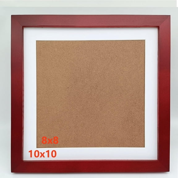 UITBDWR-10x10 Picture Frames Red with Mat 8x8 Opening Solid Wood Frame, Plastic Panel (Film Needs to be Removed) Table or Wall.Front Window Opening 9.6x9.6 inch.