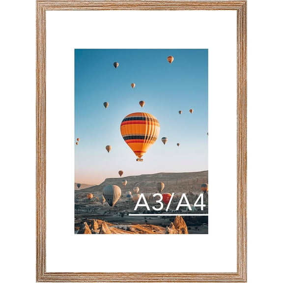 UITBDWR-11.7x16.5 A3 Picture Frame Rustic Brown with 8.3x11.7 A4 Mat, Display Photo 8.3x11.7 with Mat or 11.7 x 16.5 Without Mat, Wall Hanging Large Frame with Plexiglass, Rustic Brown