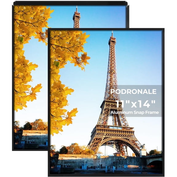 UITBDWR-11x14 Poster Frames, 2Pcs, Plexiglass,Black Aluminum Snap Frame