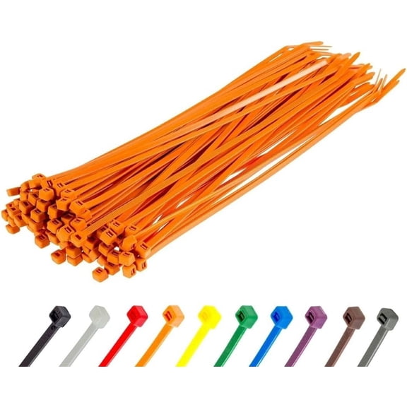UITBDWR-12 Inch Orange Zip Ties, 100 Pack, 50lb Strength, UV Resistant Long Nylon Cable Ties, Self-Locking 12" Tie Wraps
