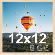 UITBDWR-12x12 inch Picture Frame, Horizontal and Vertical Formats for Wall Hanging, 12 x 12 Square Wall Gallery Poster Photo Frame with Shatter Resistant Plexiglass, Natural
