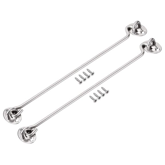 UITBDWR-14" Cabin Hook Eye Latch Gate Door Swivel Window Hook Stainless Steel with Mounting Screws 2pcs