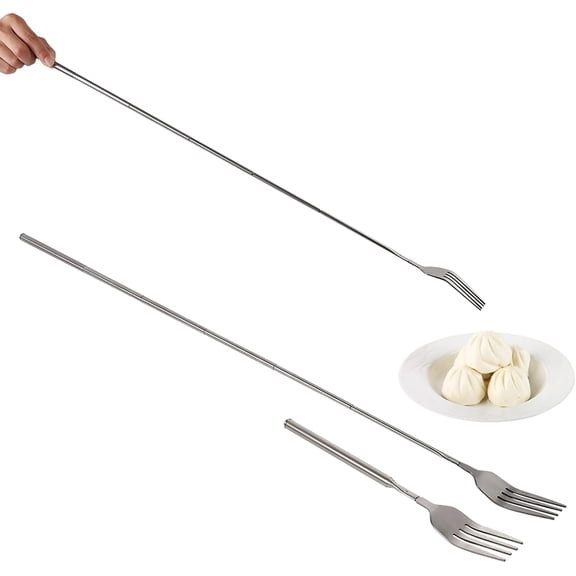 UITBDWR-1PCS Expandable Fork, Forks Stainless Steel Telescopic, 8.7-25.1 Inch Telescopic Fork, Sturdy Extending Forks, for BBQ Fruit Dessert