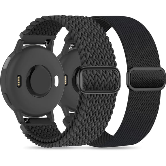 UITBDWR-2 Pack Nylon Bands Compatible With Garmin Vivoactive 6/5/3/Forerunner 570 42mm/165/55/645/245 Music Watch Band, 20mm Soft Elastic Nylon Bands Replacement for Garmin Venu/Venu Sq/Venu Sq 2 Wom