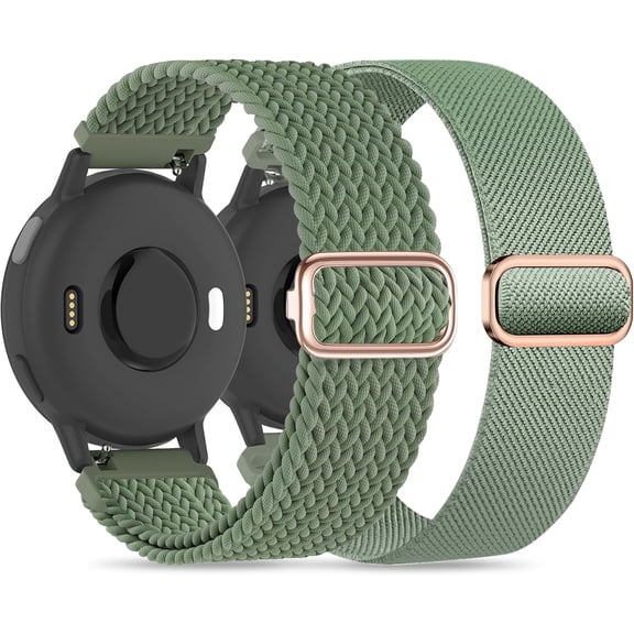UITBDWR-2 Pack Nylon Bands Compatible With Garmin Vivoactive 6/5/3/Forerunner 570 42mm/165/55/645/245 Music Watch Band, 20mm Soft Elastic Nylon Bands Replacement for Garmin Venu/Venu Sq/Venu Sq 2 Wom