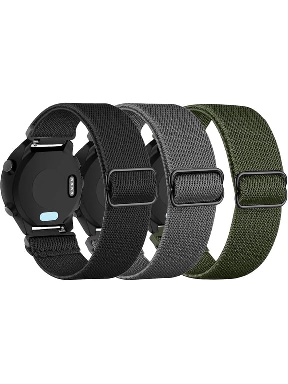 -3 Pack Stretchy Nylon Watch Bands Compatible with Garmin Forerunner 245/ Forerunner 55, 20mm Loop Elastic Straps for Forerunner 245 Music Women Men