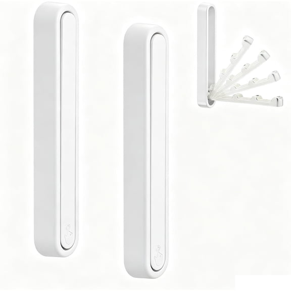 UITBDWR-4.33 in Extended Folding Coat Hooks, 2 Pack White Wall Hooks, Zinc Alloy