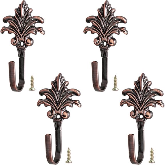 UITBDWR-4 Pack Heavy Duty Cast Iron Wall Hooks Distressed Copper Finish