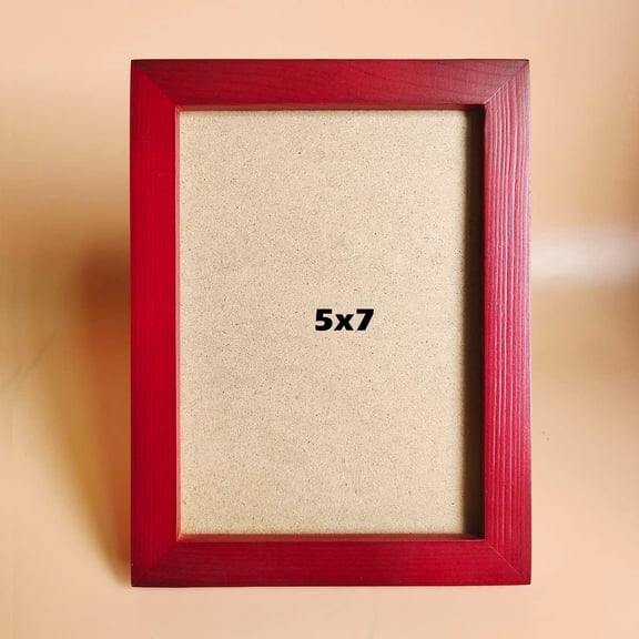 UITBDWR-5x7 Picture Frames RED Solid Wood Frame, Plastic Panel (Film Needs to be Removed) Table or Wall.Front Window Opening 4.5x6.5 inch.