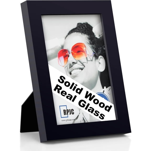 UITBDWR-5x7 Solid Wood Picture Frame with Real Glass Cover Black