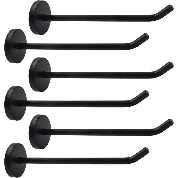 UITBDWR-6 Pack 6 Inch Long Wall Hooks, Matte Black Stainless Steel