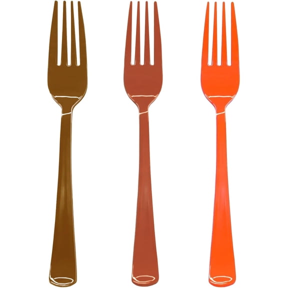 UITBDWR-60PCS Thanksgiving Plastic Fork Orange Plastic Silverware Disposable Cutlery Set Heavy Duty 60 Forks for Fall Picnics, Thanksgiving, Autumn Harvest, Holidays