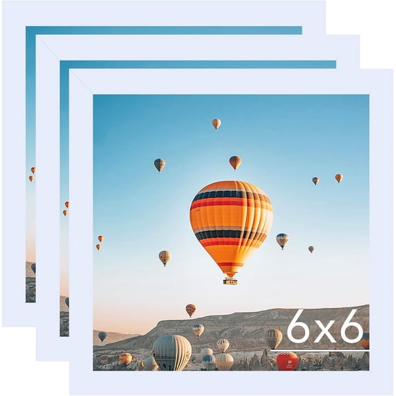 UITBDWR-6x6 Picture Frame Set of 3 for Wall Hanging or Tabletop, 6 x 6 Square Wall Gallery Poster Photo Frame with Shatter Resistant Plexiglass, 3 Pack, White