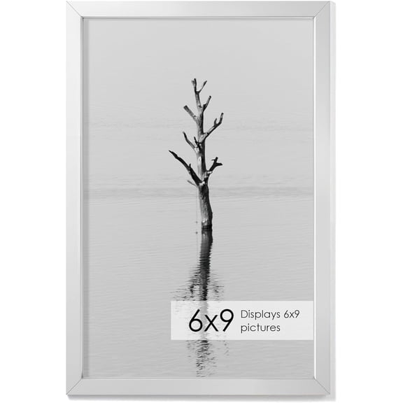 UITBDWR-6x9 Metal Picture Frame - High-End Aluminum Frame for Art, Simple and Elegant 6 by 9 Poster Photo Frame for Wall Gallery, Mount Horizontally or Vertically, Silver, 1 Pack