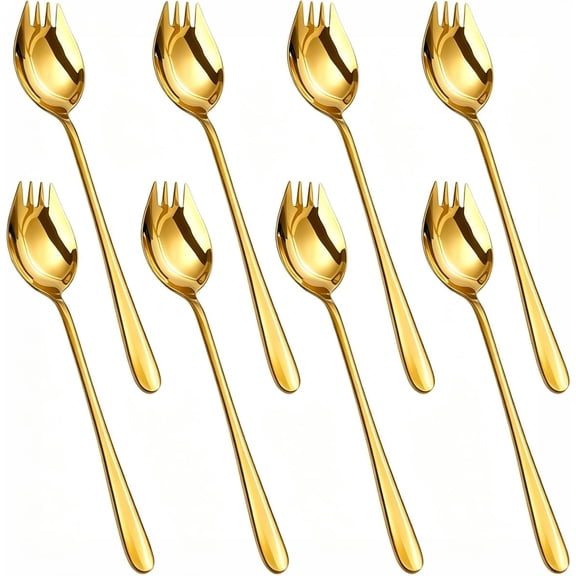 UITBDWR-8 Pack Gold Stainless Steel Sporks, 8.5 Salad Forks