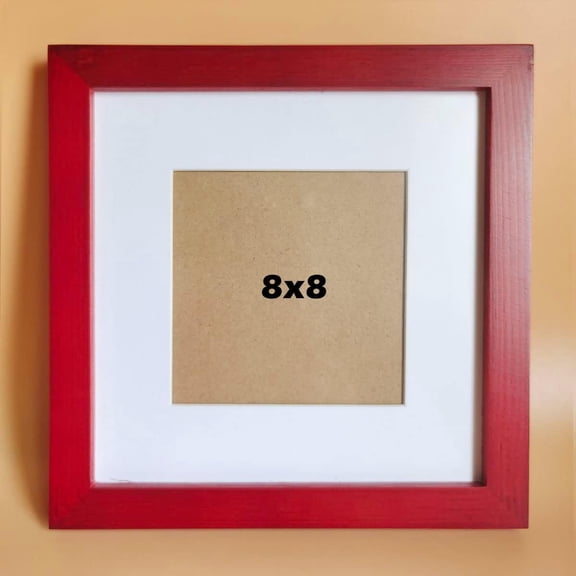 UITBDWR-8x8 Picture Frames RED Solid Wood Frame, Plastic Panel (Film Needs to be Removed) Table or Wall.Front Window Opening 7.5x7.5 inch.