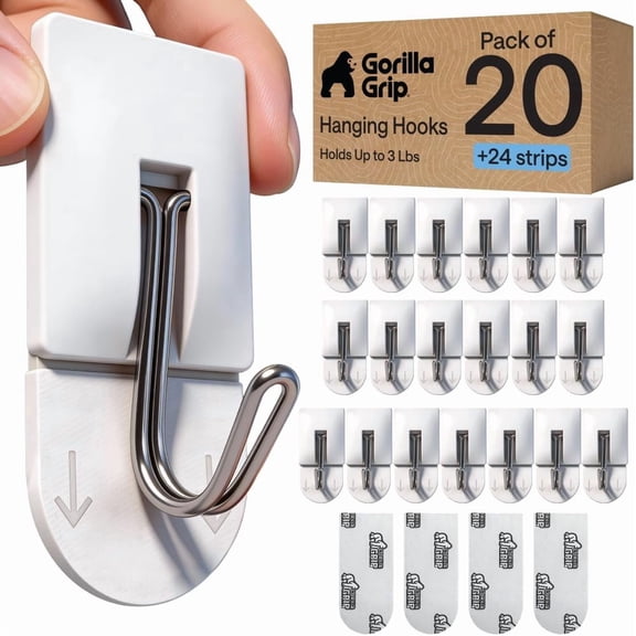 UITBDWR-Adhesive Wall Hooks for Hanging, No Tools Required, 20 Pack