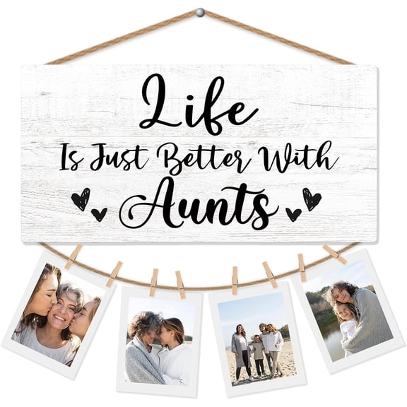 UITBDWR-Best Aunt Gifts Picture Frame Photo Holder for Wall, Auntie Gift Idea for Aunts from Niece or Nephew, Aunties Gifts Thank You Gift for Aunts Her Women Aunt Hanging Photo Display