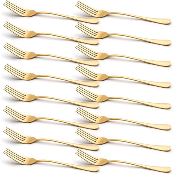 UITBDWR-Briout Silverware Dinner Forks Set of 16, Stainless Steel Forks 8 Inch Gold