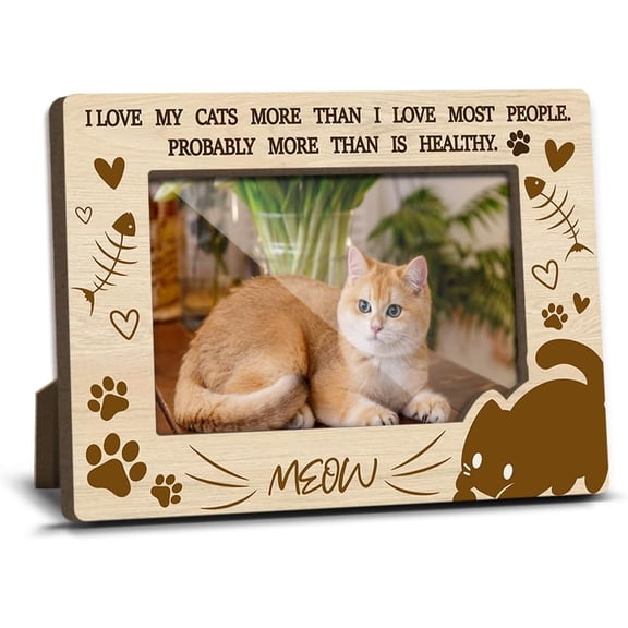 UITBDWR-Cat Memorial Photo Frames Dog Cat Loss Remembrance Gift Sympathy Keepsake for Pet Lovers Condolence Present for Pet Owner I Love My Cats More Than I Love Most People Picture Frames 4x6 Photo