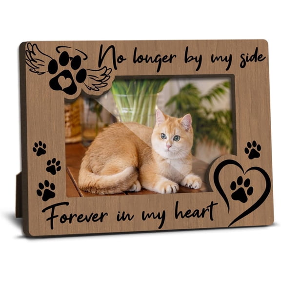 UITBDWR-Cat Memorial Photo Frames Dog and Cat Loss Remembrance Gift Sympathy Keepsake for Pet Lovers Condolence Present for Pet Owner No Longer by my Side Forever in my Heart Picture Frames 4x6 Photo
