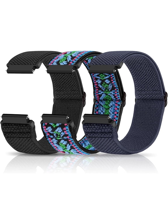 -Compatible with 16mm 18mm 19mm 20mm 22mm 24mm Watch Bands Quick Release Replacement Wristband,Adjustable Stretchy Nylon Solo Loop Straps Fabric Braided Sport Elastic Bands for Men Women