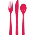UITBDWR-Elegant Ruby Red Solid Assorted Plastic Cutlery - 18ct ...