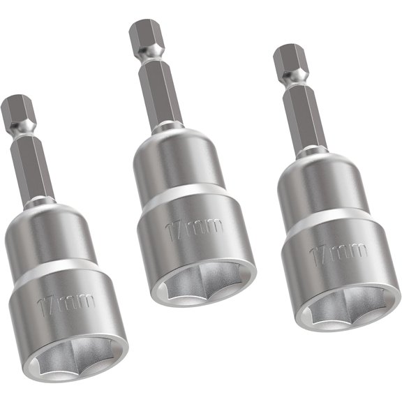 UITBDWR-FOCKEAMS 3Pcs 17mm/0.67in Nut Setter Driver Drill Bit,Quick-Change,Impact Nut Driver Kit for Electric Drill,1/4" Hex Shank Drill Socket,65 mm Length Cr-V Adapter Drill Bits,Metric&SAE