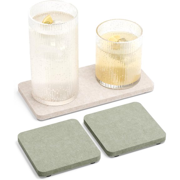 UITBDWR-Felt Coasters for Drinks, Mixed Sizes, Oatmeal & Sage