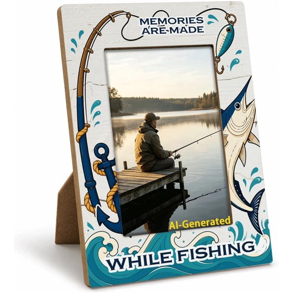UITBDWR-Fishing Picture Frame 5.7x7.9 in, Memories Are Made While Fishing Gift