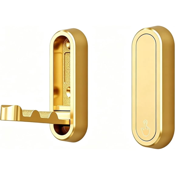 UITBDWR-Foldable Coat Hooks, Invisible Folding Retractable Wall Hooks, Single Retractable Hook, Foldable Wall Hooks for Hanging Coats, Scarves, Hats, Bathrobes, Keys, Bags (Gold)