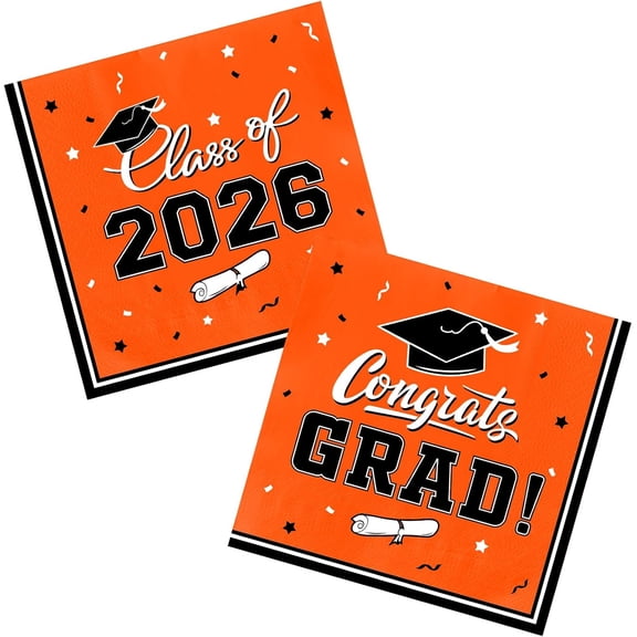 UITBDWR-Graduation Party Disposable Napkins Paper Napkins for College High School Graduation 3-Ply 50 Pack Orange