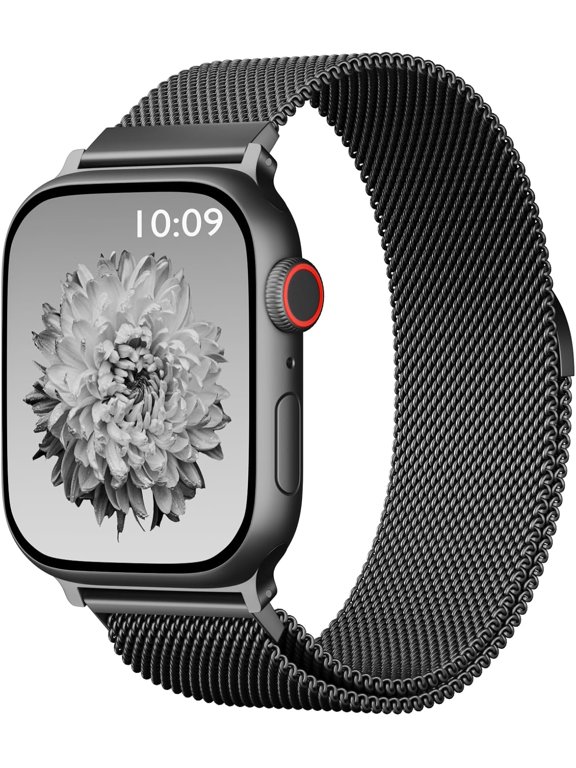 -Magnetic Mesh Metal Compatible with Apple Watch Band 49mm 46mm 45mm 44mm 42mm 41mm 40mm 38mm Men and Women, Stainless Steel Loop Clasp Replacement for iWatch Bands Ultra Series 10 9 8 7 SE 6