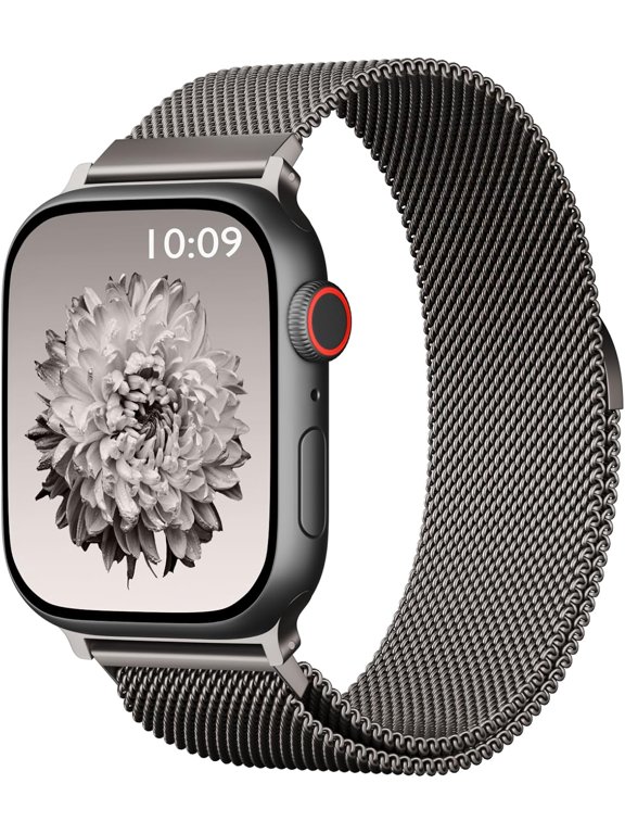 -Magnetic Mesh Metal Compatible with Apple Watch Band 49mm 46mm 45mm 44mm 42mm 41mm 40mm 38mm Men and Women, Stainless Steel Loop Clasp Replacement for iWatch Bands Ultra Series 10 9 8 7 SE 6