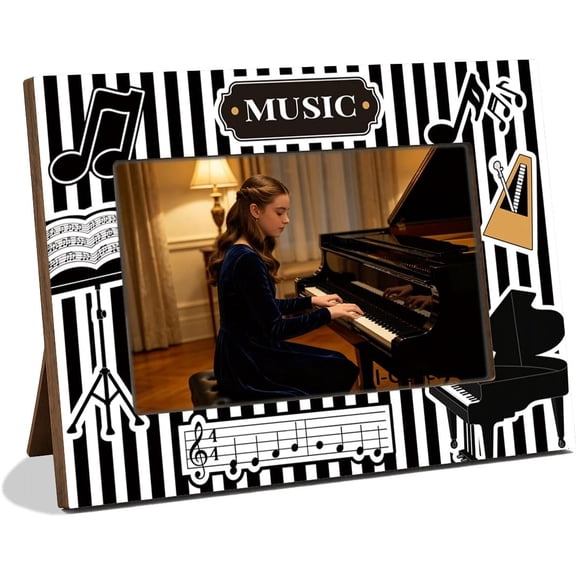 UITBDWR-Music Picture Frame 5.7x7.9 in, Music Studio Wood Photo Frame for Desk